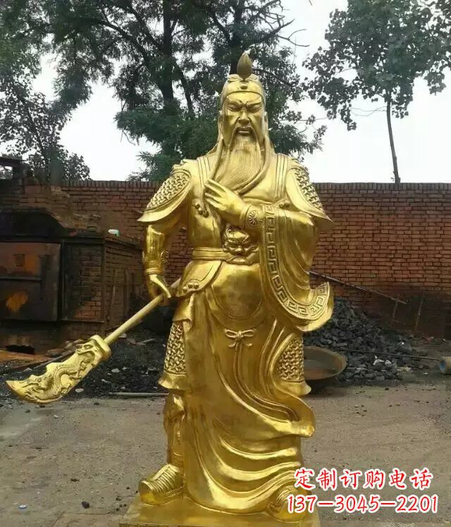 廊坊体现传统文化的关公铜雕护御家园