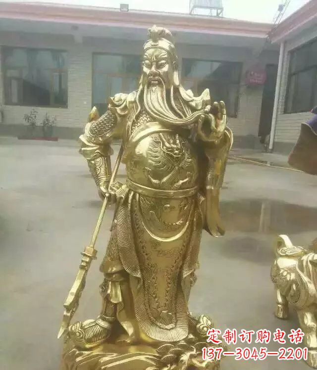廊坊中领雕塑定制关公提刀武财神铜雕