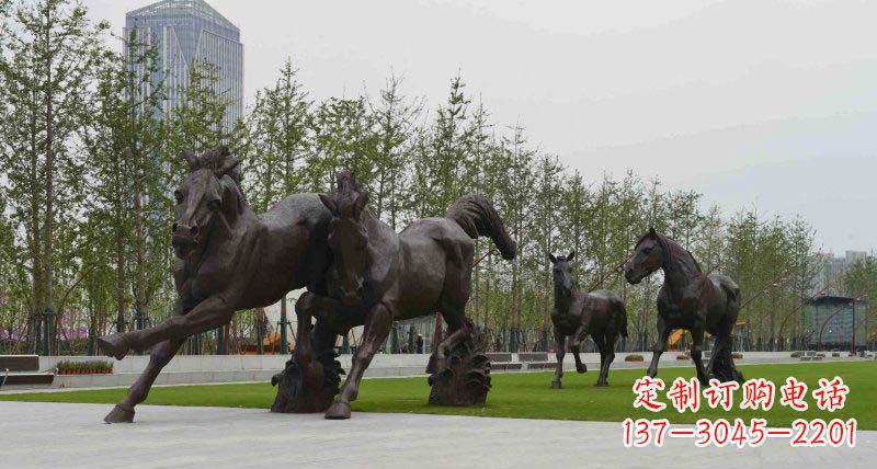 廊坊广场奔马动物铜雕
