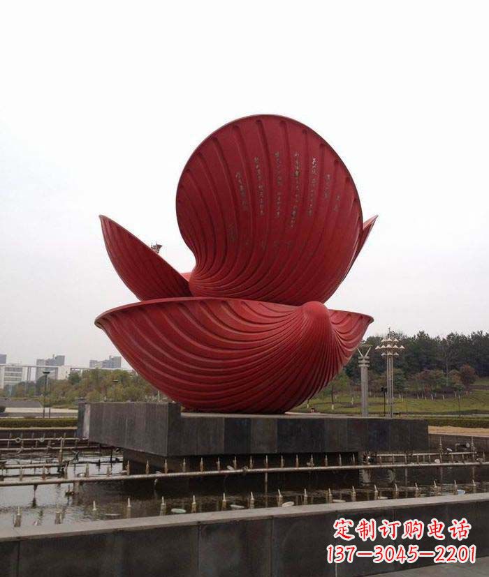 廊坊广场不锈钢贝壳喷泉雕塑