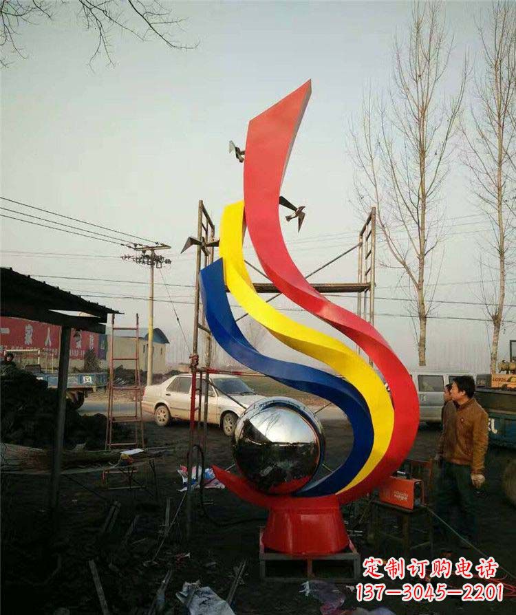 廊坊广场不锈钢彩色抽象凤凰雕塑