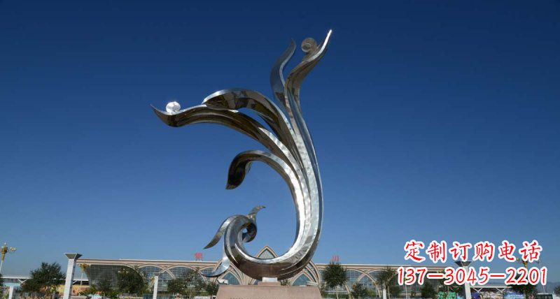 廊坊优雅迷人的不锈钢抽象凤凰雕塑