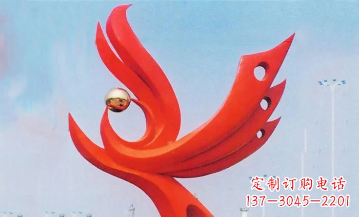 廊坊广场不锈钢抽象凤凰雕塑_2