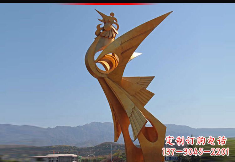 廊坊广场不锈钢抽象凤凰雕塑11