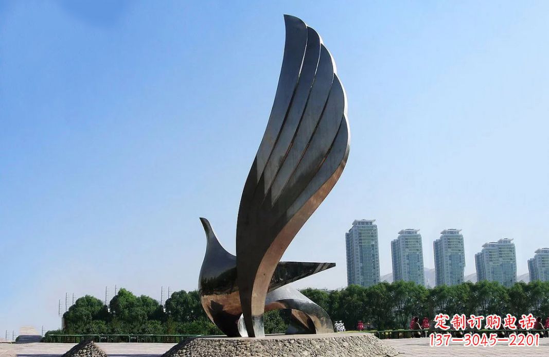 廊坊中领雕塑:不锈钢抽象鸽子雕塑