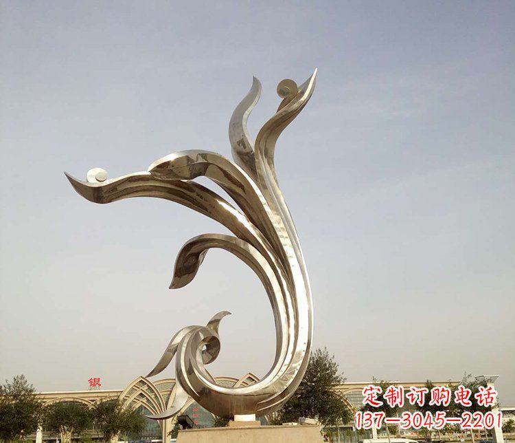 廊坊中国传统图案雕刻定制——高端不锈钢抽象金凤凰雕塑