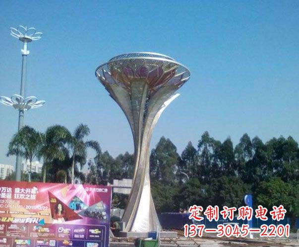 廊坊精美大型不锈钢抽象莲花雕塑