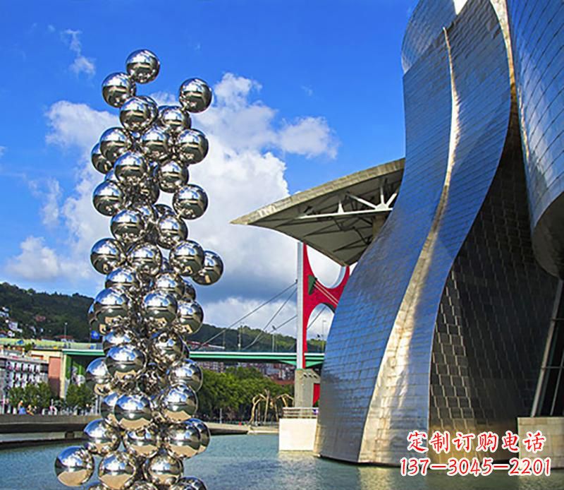廊坊高端不锈钢抽象龙柱雕塑