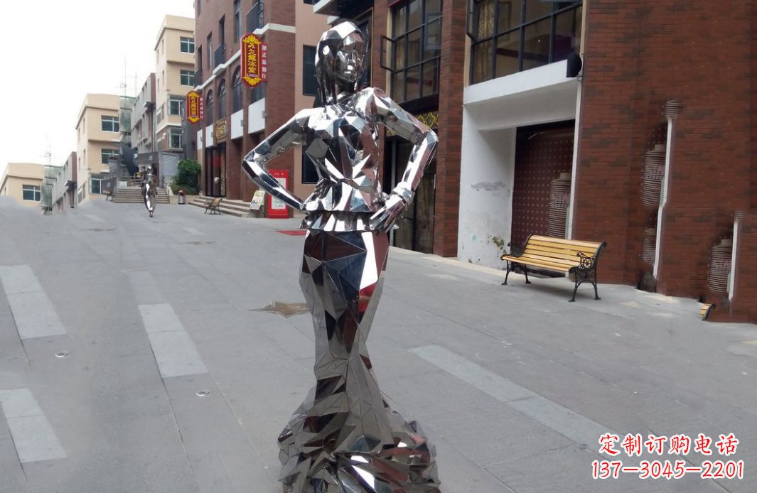 廊坊以美丽的姿态展示不锈钢美女雕塑