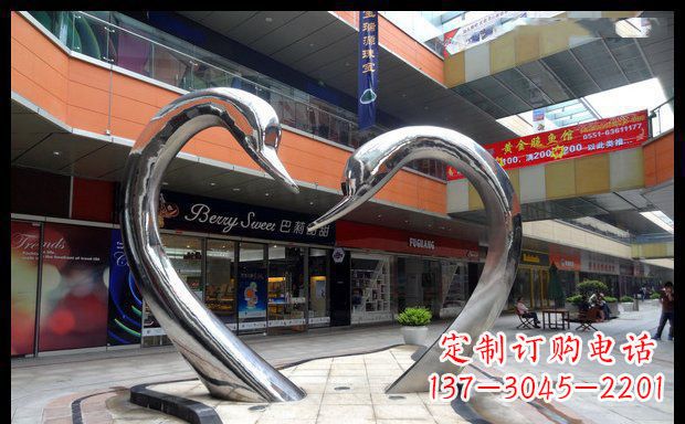 廊坊中领雕塑:精美的不锈钢抽象天鹅雕塑