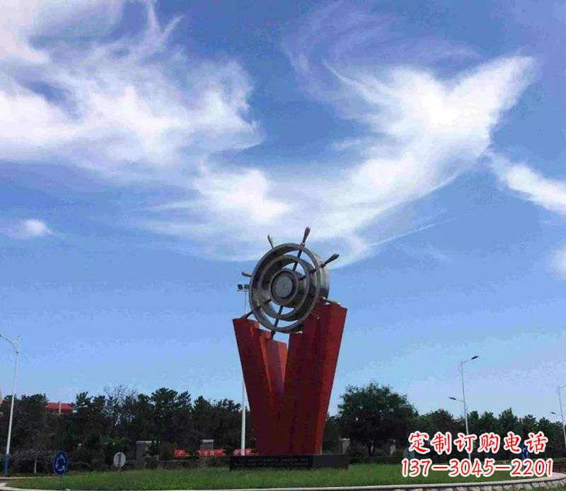 廊坊广场不锈钢船舵雕塑