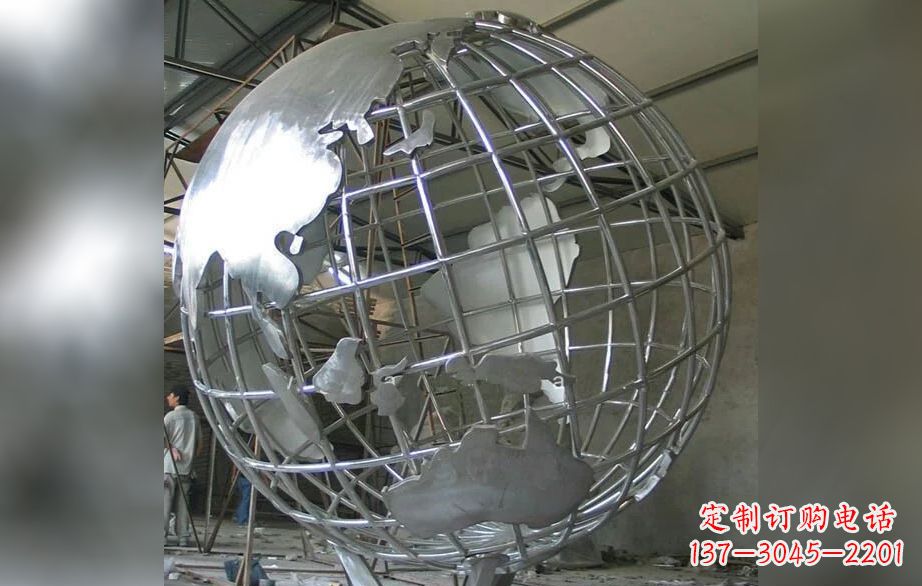 廊坊广场不锈钢地球仪雕塑 (3)