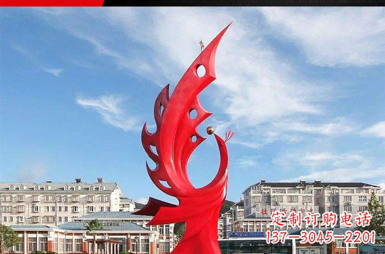 廊坊广场不锈钢凤凰摆件雕塑1
