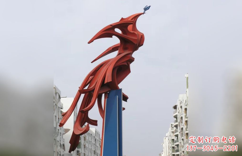 廊坊广场不锈钢凤凰抽象雕塑