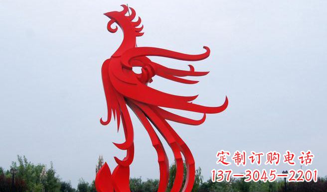 廊坊广场不锈钢凤凰雕塑 (3)