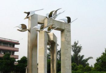 廊坊展现自然之美的不锈钢大雁动物雕塑