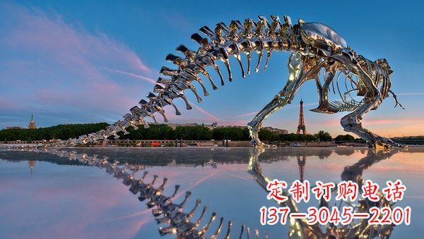 廊坊魅力无穷的不锈钢恐龙骨架雕塑