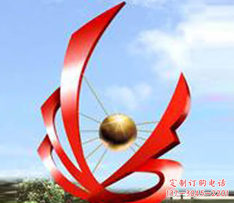廊坊让风带来梦想——中领雕塑飘带球网景观雕塑
