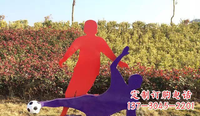 廊坊广场不锈钢踢足球运动雕塑 (2)