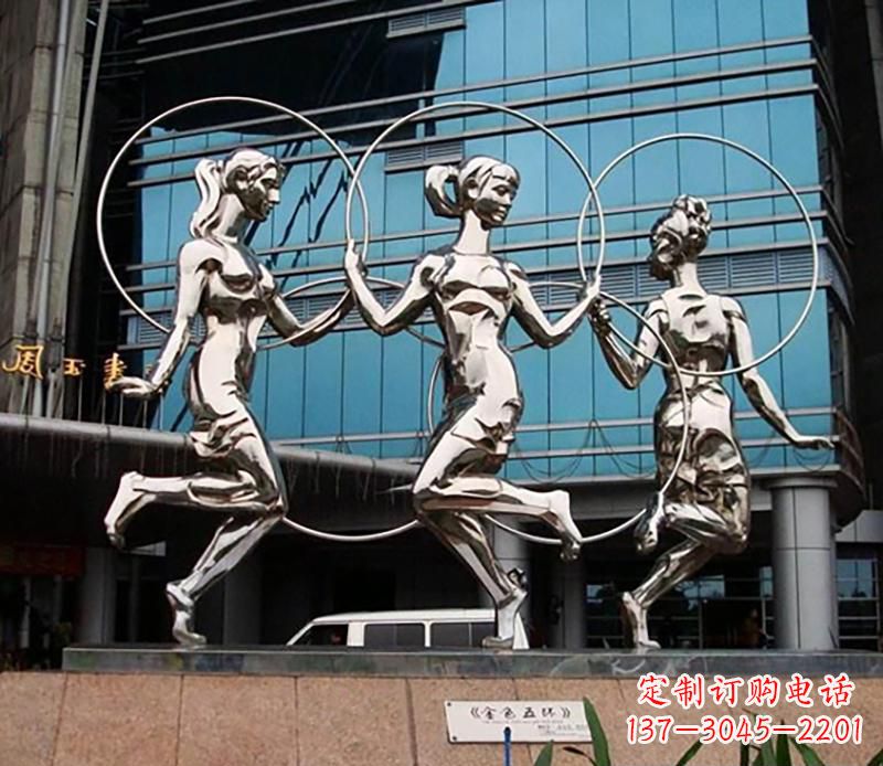 廊坊广场不锈钢跳舞美女景观雕塑