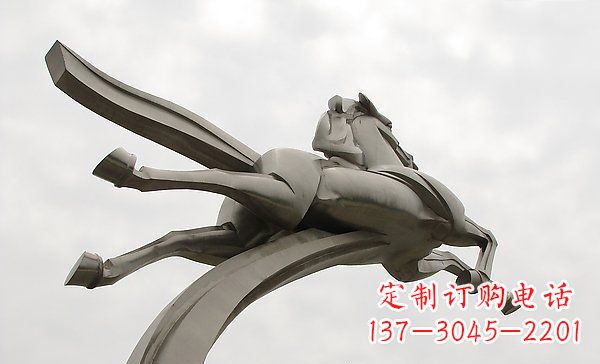 廊坊中领雕塑:高精度不锈钢一马当先雕塑