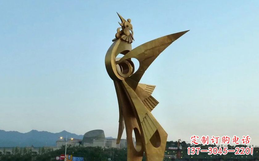 廊坊中领雕塑出品古典典雅不锈钢凤凰雕塑