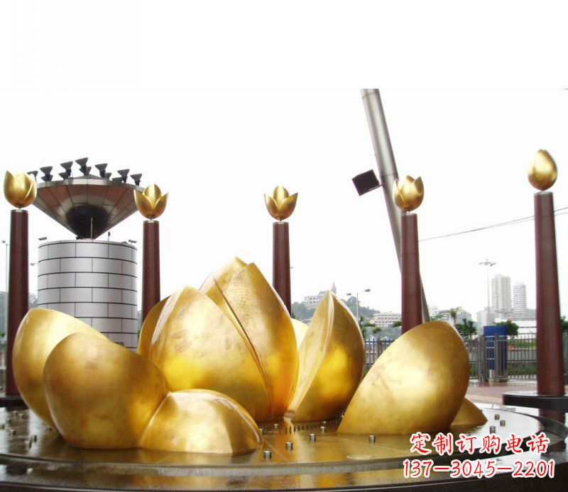 廊坊全新设计!中领雕塑莲花抽象广场雕塑