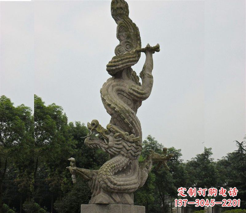 廊坊中领雕塑|古典美感的大理石龙雕塑