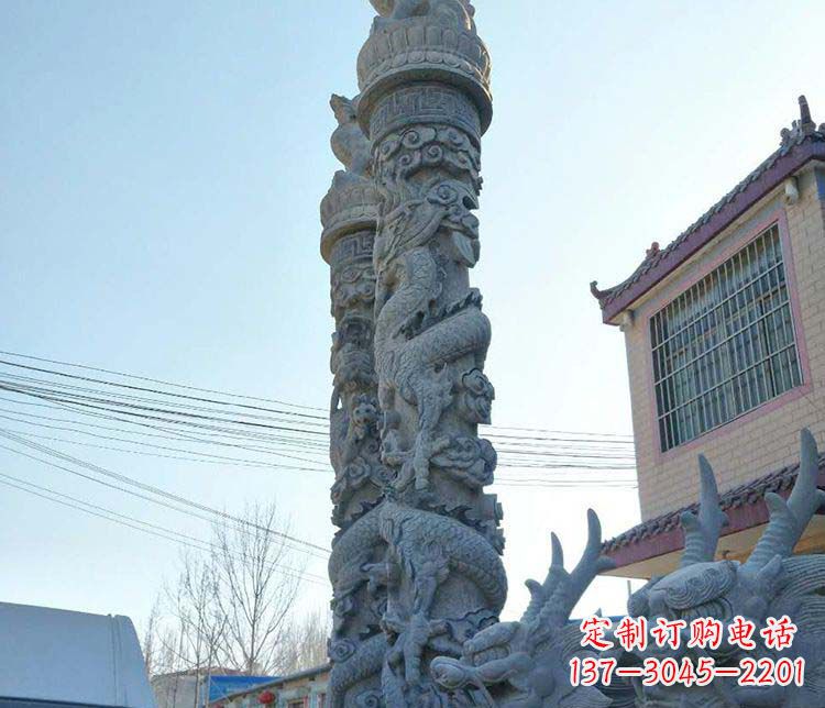 廊坊广场大理石盘龙柱景观石雕