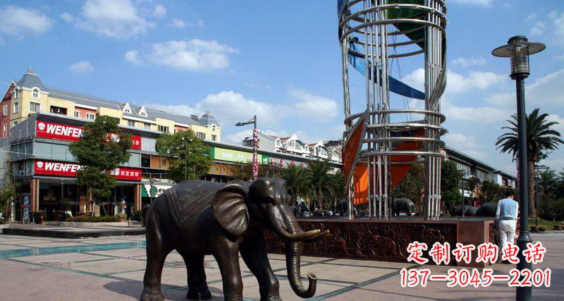 廊坊广场大象动物铜雕