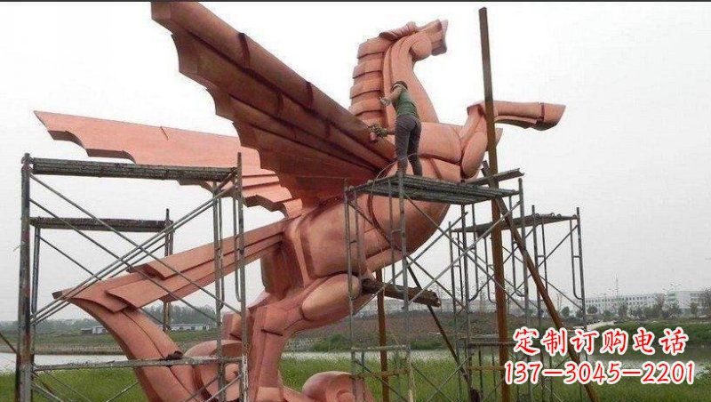 廊坊广场锻造抽象飞马动物铜雕