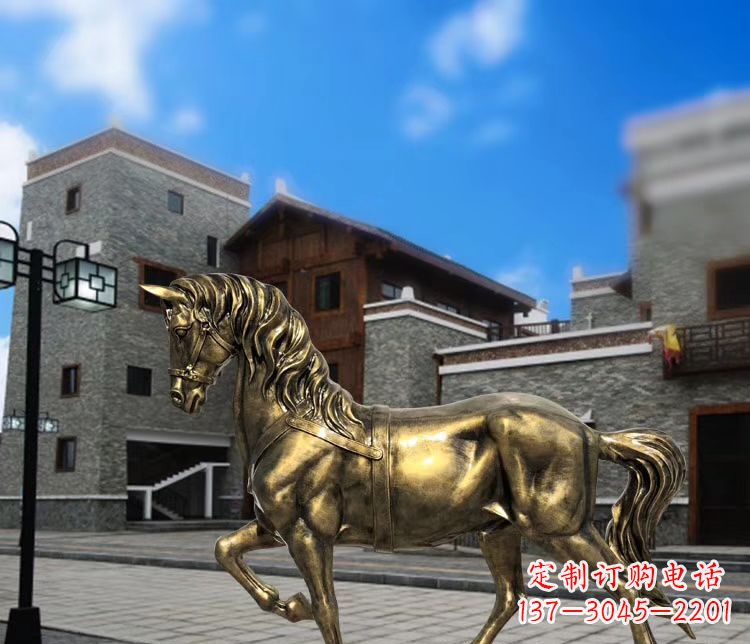 廊坊广场仿铜奔马雕塑 玻璃钢公园景观动物雕塑