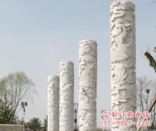 廊坊广场凤凰浮雕龙柱景观石雕
