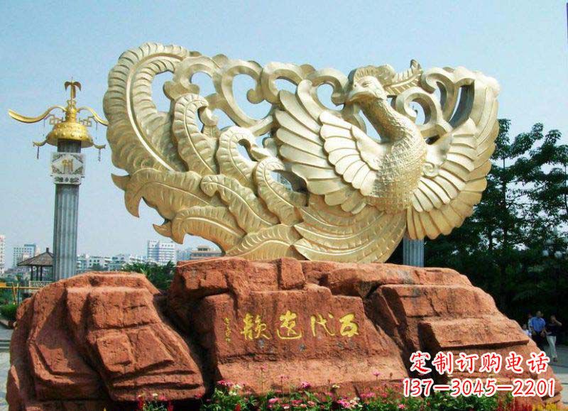 廊坊广场凤凰景观铜雕