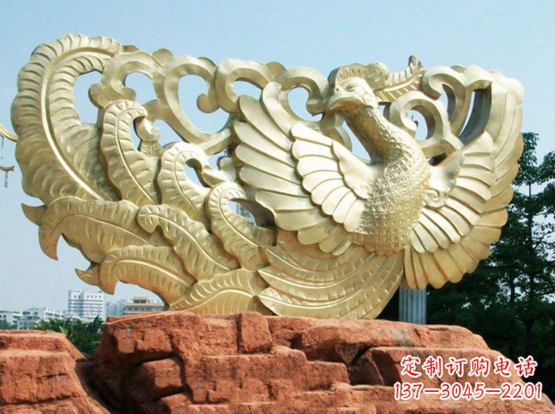 廊坊广场凤凰铜雕