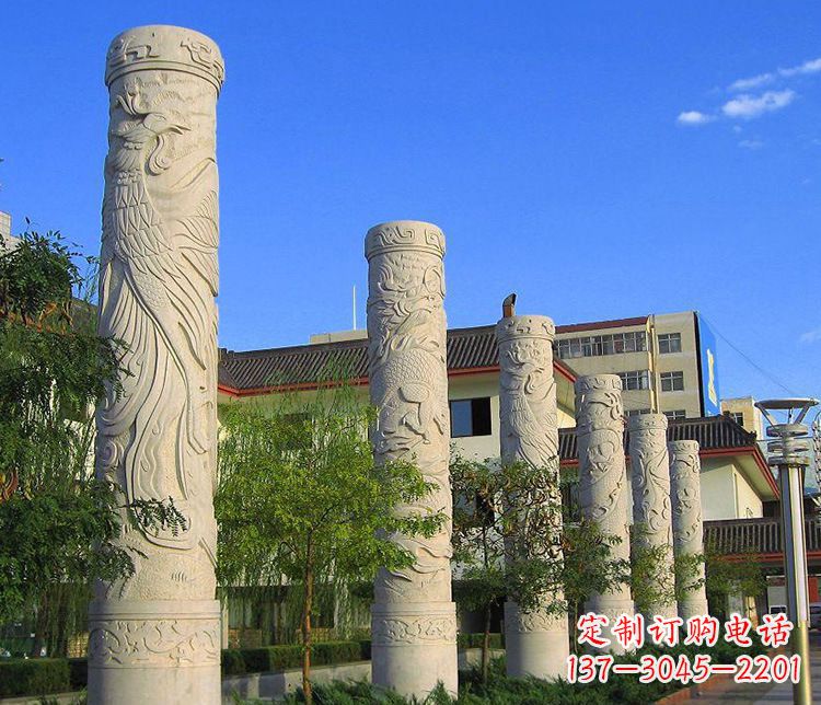 廊坊广场凤凰石浮雕龙柱景观石雕