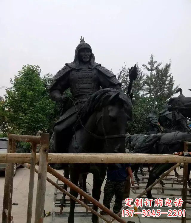 廊坊广场古代将军骑马景观铜雕