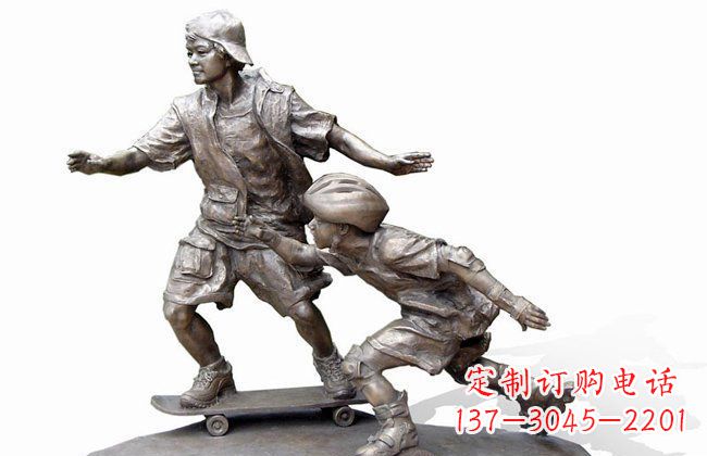 廊坊令人惊叹的广场滑板男孩铜雕塑