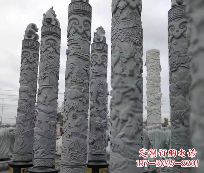 廊坊中领雕塑:12生肖石柱——精致美观的雕塑定制