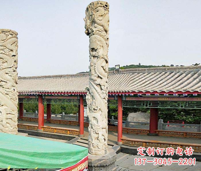 廊坊广场景观大理石龙柱石雕 (2)