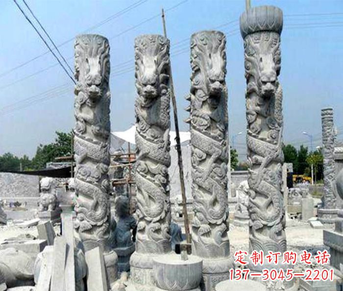 廊坊广场景观大理石龙柱石雕 (4)