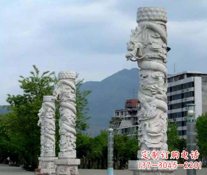 廊坊广场景观大理石龙柱石雕 (3)