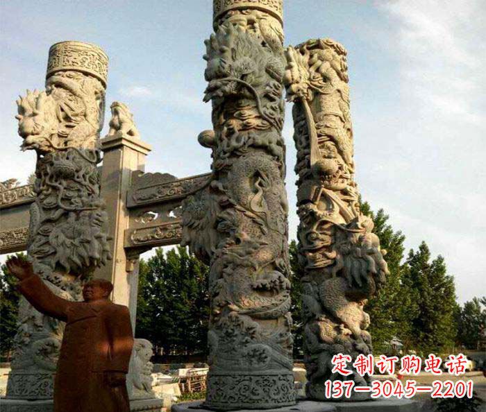 廊坊广场景观大理石龙柱石雕