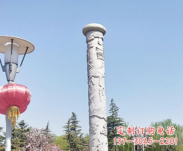 廊坊广场景观大理石龙柱石雕 (6)