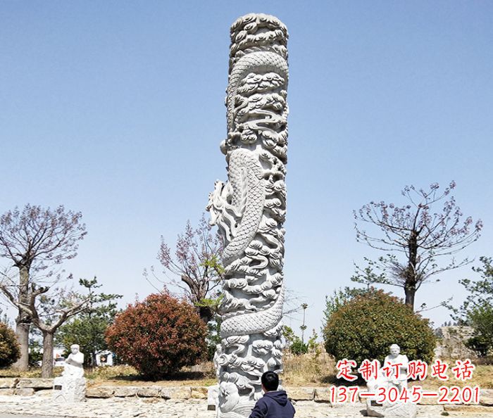 廊坊广场景观大理石盘龙柱石雕