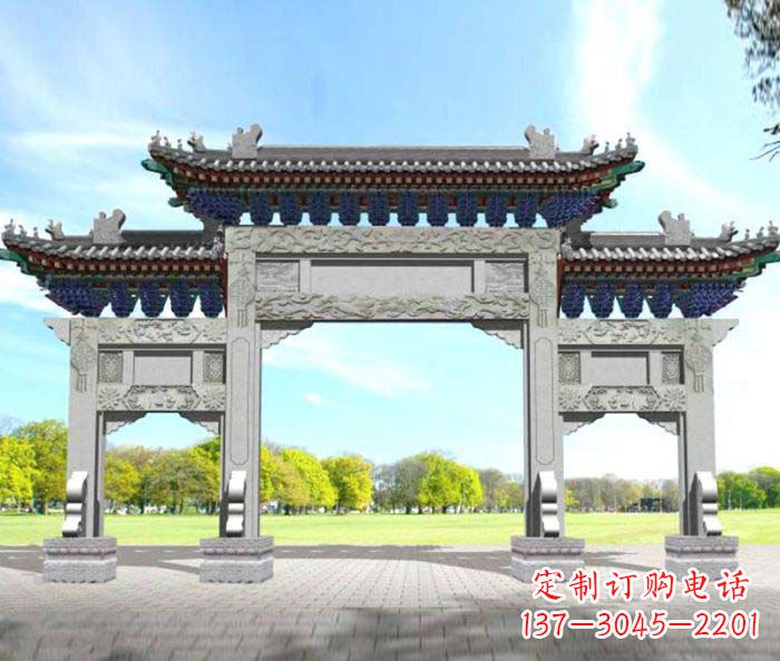廊坊广场景观大理石牌楼石雕