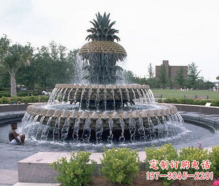 廊坊广场景观大型菠萝喷泉石雕