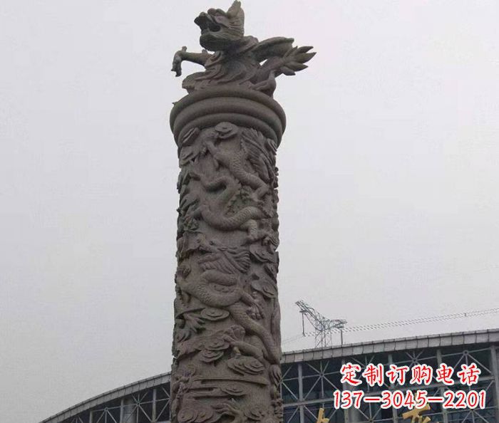 廊坊中领雕塑|仿古盘龙柱石雕