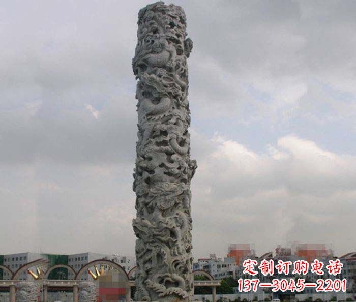 廊坊精美仿古盘龙柱石雕