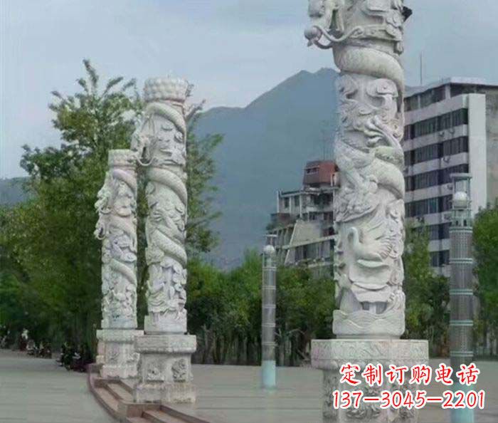 廊坊定制精美的盘龙柱石雕